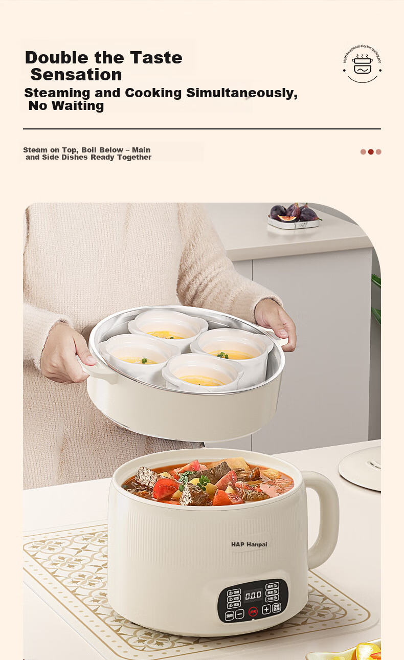 HAP [Price Protection 618] Rice Cooker with Low Sugar Separation, Small Non-Coated Deglazed Electric Rice Cooker, Dorm Mini Hot Pot, Multifunctional Steaming And Cooking All-In Small Appliance 9