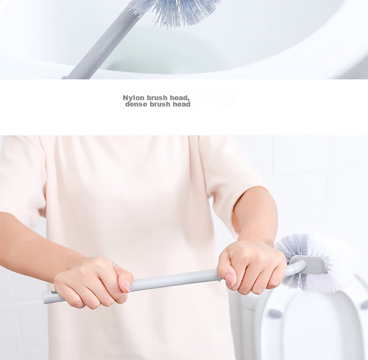 FOOJO Toilet Brush Set of 2, Gray, No Dead Angle, Long Handle Cleaning Brush, S-Shaped Toilet Brush, Wall-Mounted 8