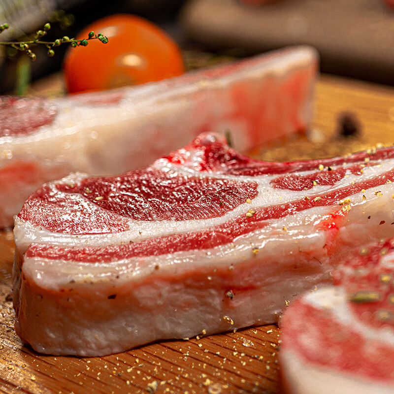 西鲜记宁夏盐池滩羊法式羔羊羊排原切净重1斤肩排附调料羊肉带骨羊排