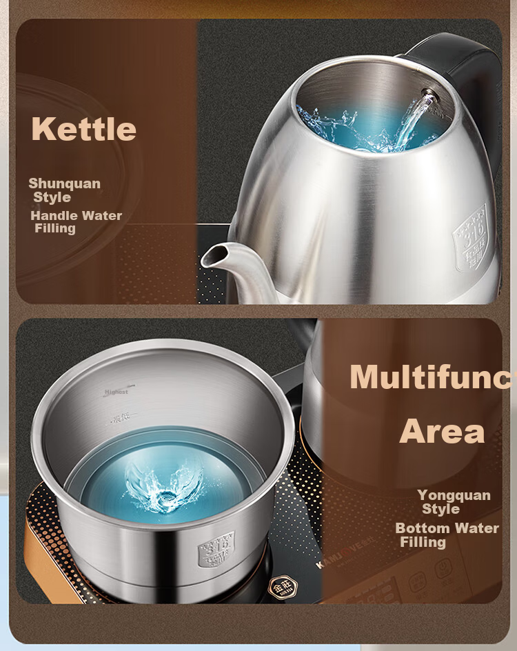 KAMJOVE EC8 Fully Automatic Water Filling Electric Kettle 1.2L 316 Stainless Steel Smart Remote Control Electric Tea Stove with Temperature Preservation and Tea Brewing Set 5