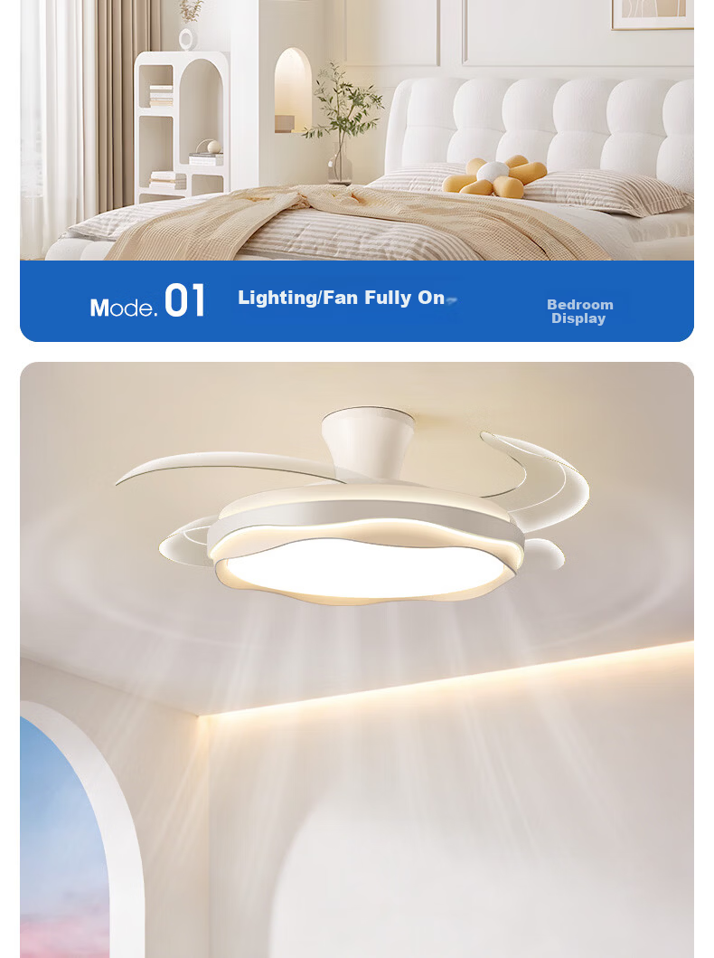 MICOE Full Spectrum Eye Protection Invisible Fan Dining Room Remote Dimming Integrated Ceiling Fan Light Zhongshan Lighting Simple Wind Series 12
