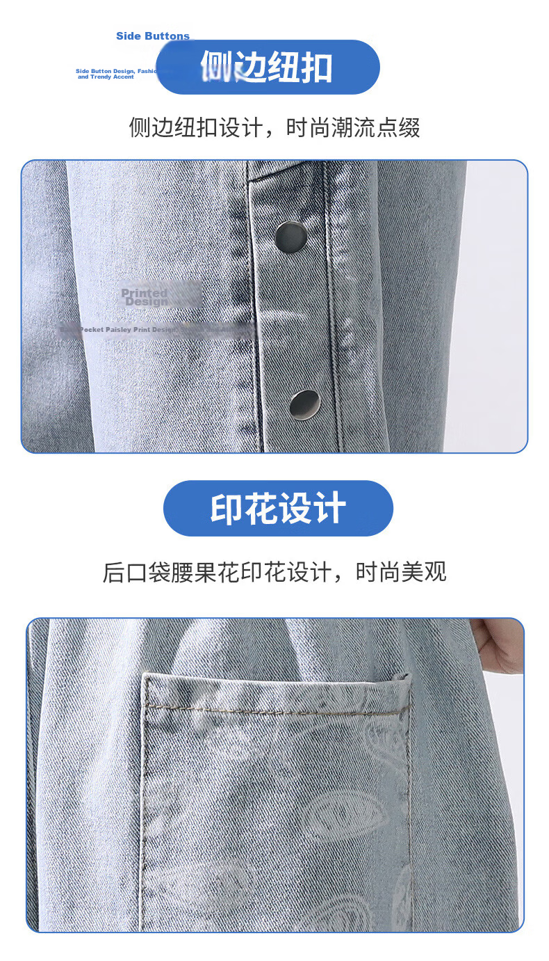 Jeanswest Men's Outdoor Sports Shorts Casual Mid-Length Summer Loose Comfortable Simple Versatile Five-Point Denim Pants Father's Day Gift 2