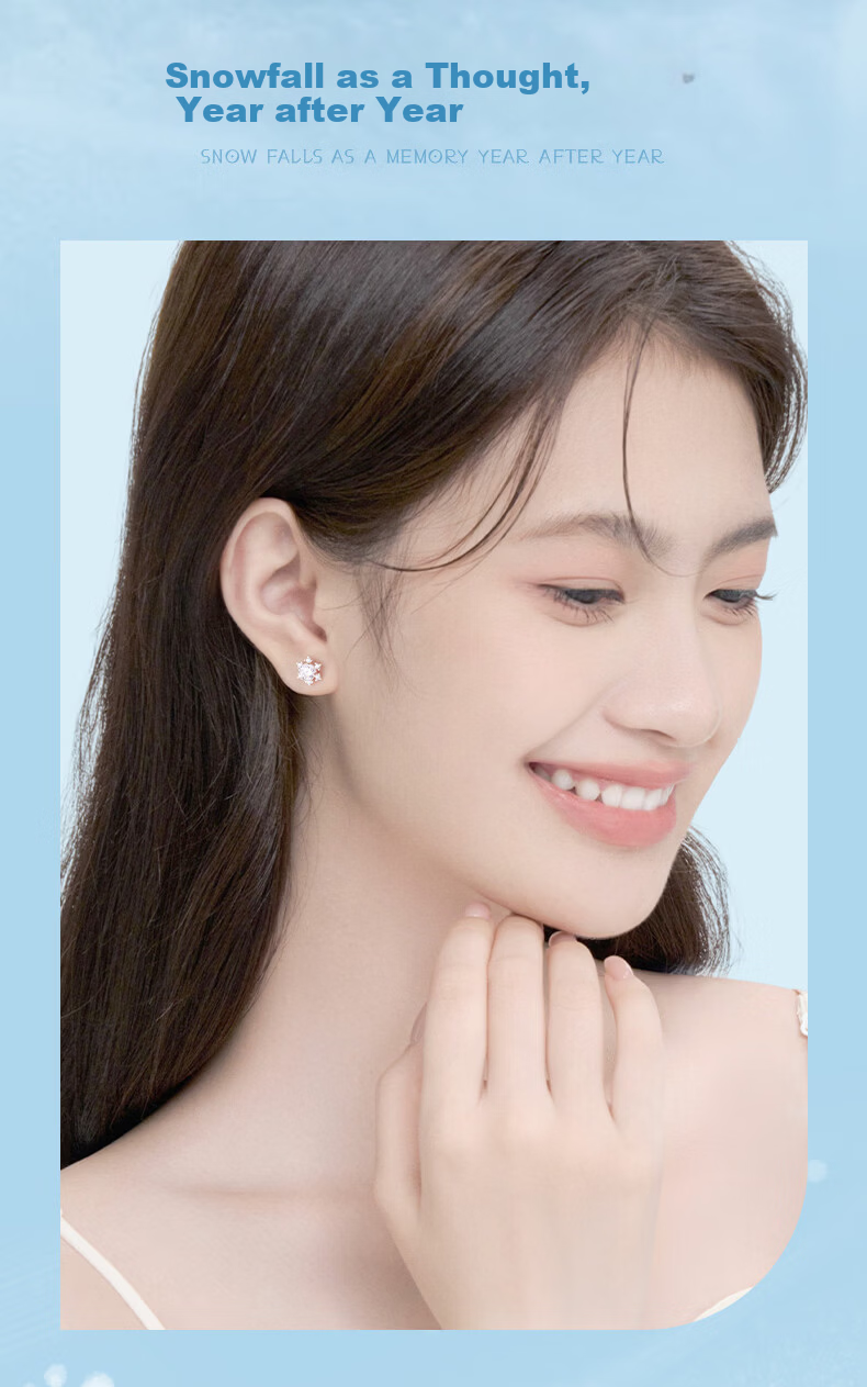 GLTEN Snowflake 999 Pure Silver Earrings Women's Studs Hoops Luxury 2026 New Birthday Gift for Girlfriend Wife 10