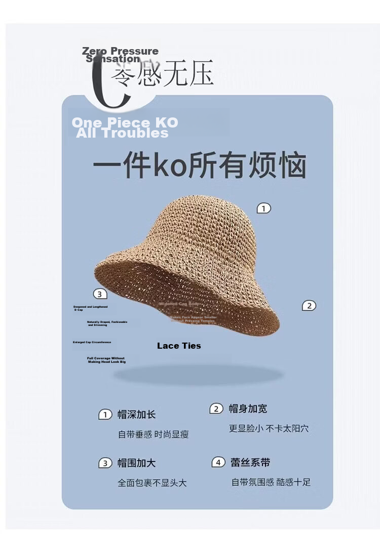 Ousen Oversized Wide Brim Straw Hat for Women Beach Sun Protection Foldable Deep Fisherman Hat Large Size 12