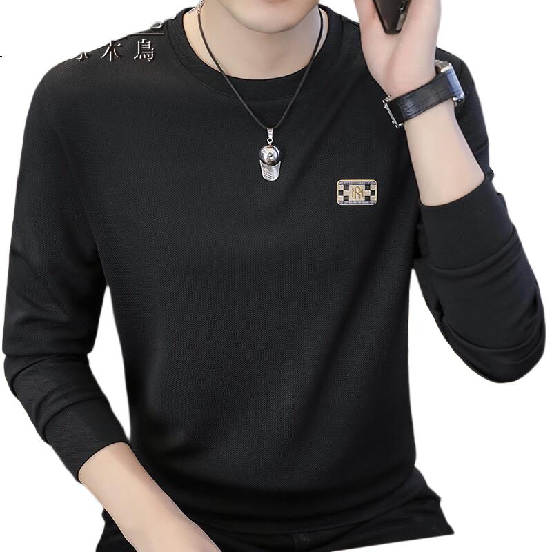 TUCANO Men's Sweatshirt Spring and Autumn Crew Neck Long Sleeve T-Shirt Casual Base Shirt Black L