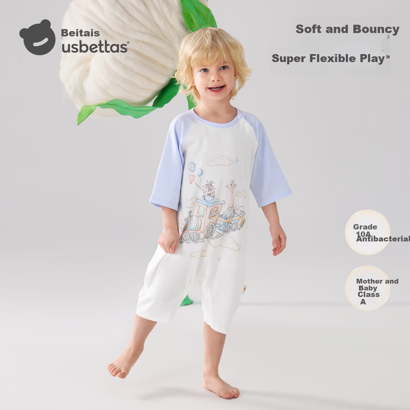 Betis Baby Romper Summer Thin Breathable 2026 New Boys Girls Short Sleeve Children's Homewear