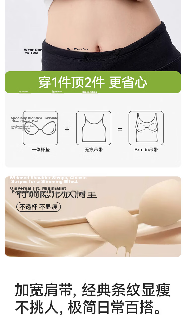 MiiOW Women's Summer Vest Bra Integrated Stylish Back Vest Breathable No-Bra Required Outerwear Belly Cover 4