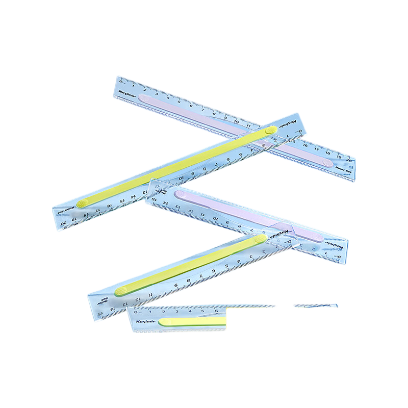 Kasimir Non-Slip Transparent Ruler Set, Multifunctional Geometric Drawing Tool for Primary And Middle School Students, Specially Designed for First And Second Graders, Learning Supplies, Student Stationery, 15cm*3