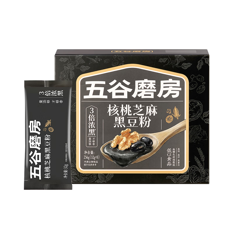 五谷磨房经典版能量小黑条黑芝麻糊核桃芝麻黑豆粉五黑粉早餐代餐粉256g