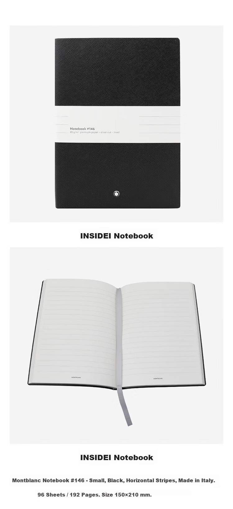 MONTBLANC Black Notebook + Italian Pinafore Signature Pen Set, Basic Version, Father's Day Gift 8