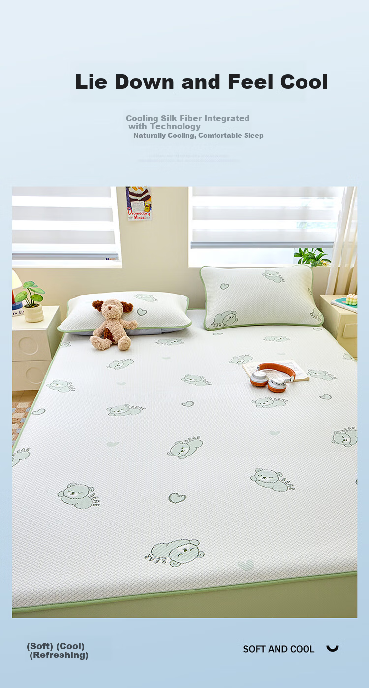 Dohia Class A Baby Cooling Ice Silk Washable Jacquard Fitted Sheet Summer Antibacterial Cooling 1.5x2m Bed 5