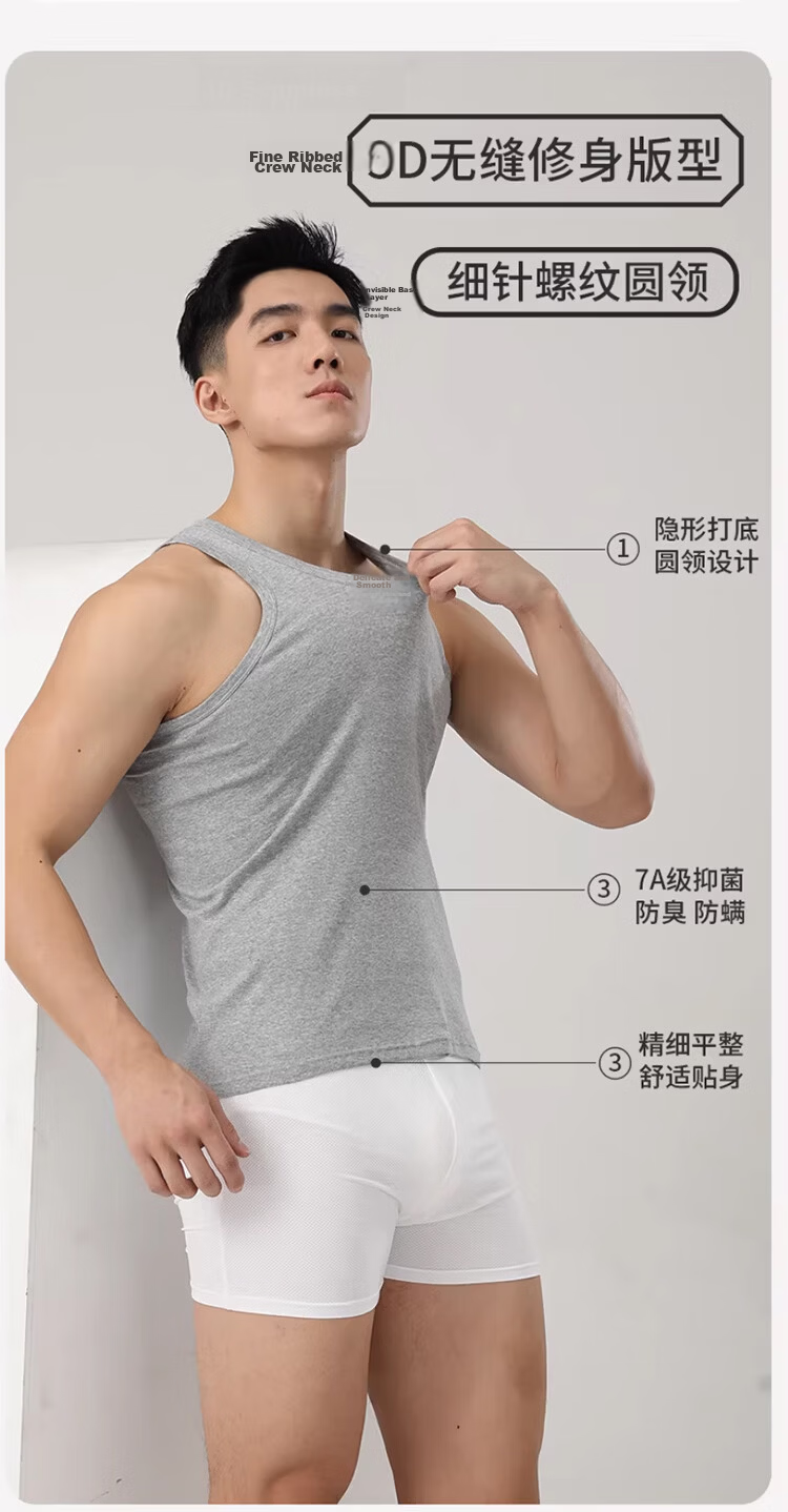 MiiOW Men's Tank Top, Summer Pure Cotton Loose Sleeveless T-Shirt, Undershirt, Sports Slim Shoulder Vest, Father's Day Gift 8
