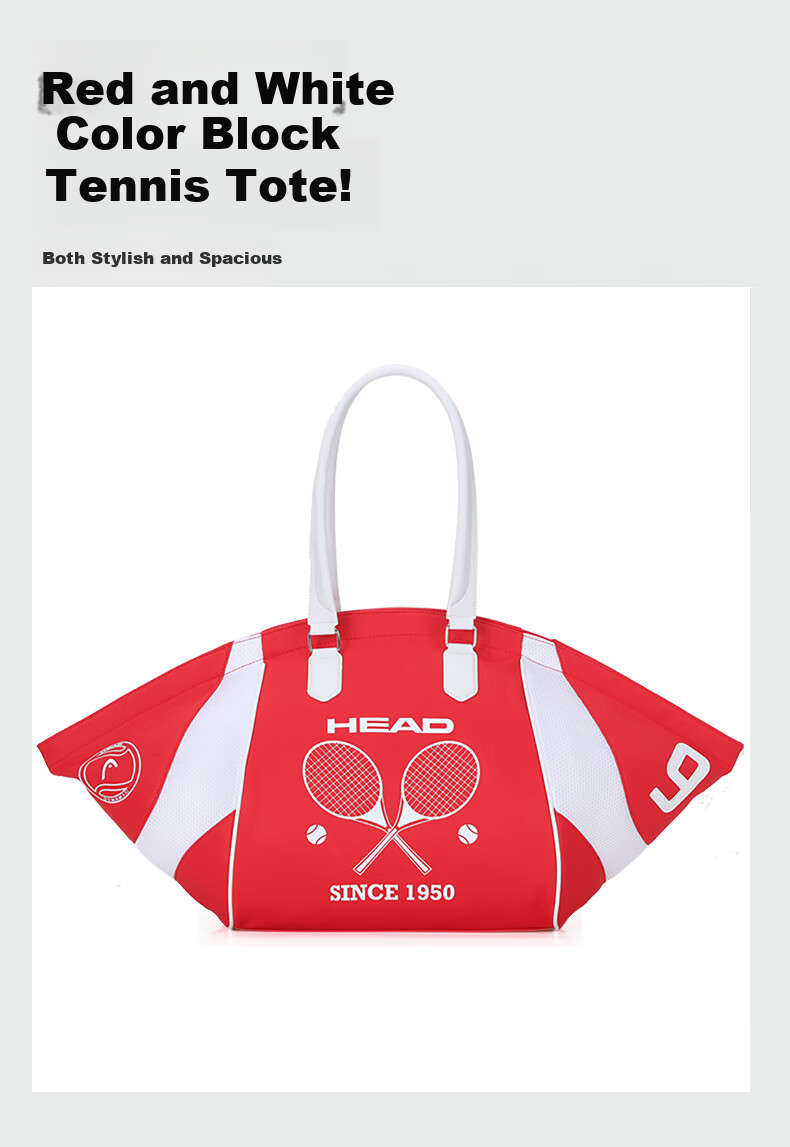 HEAD Tennis Bag BOOM Handheld Badminton Bag Unisex Shoulder Bag High-Value Storage Large Capacity Lightweight Wing Bag 5