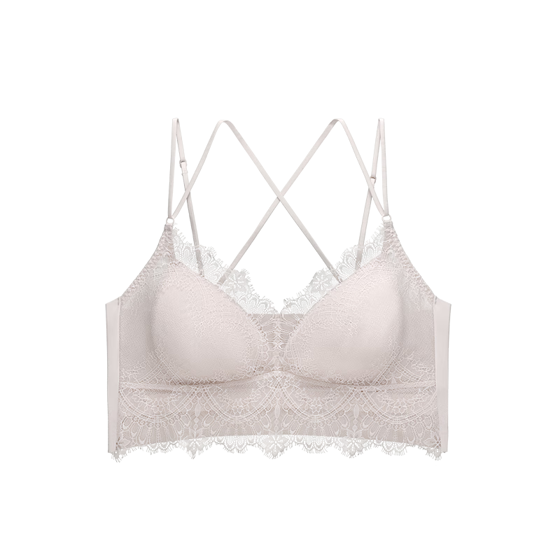 Manifen Lace Back Strapless Camisole Women's Mango Cup Sexy Padded Wireless Bra Integrated Underwear