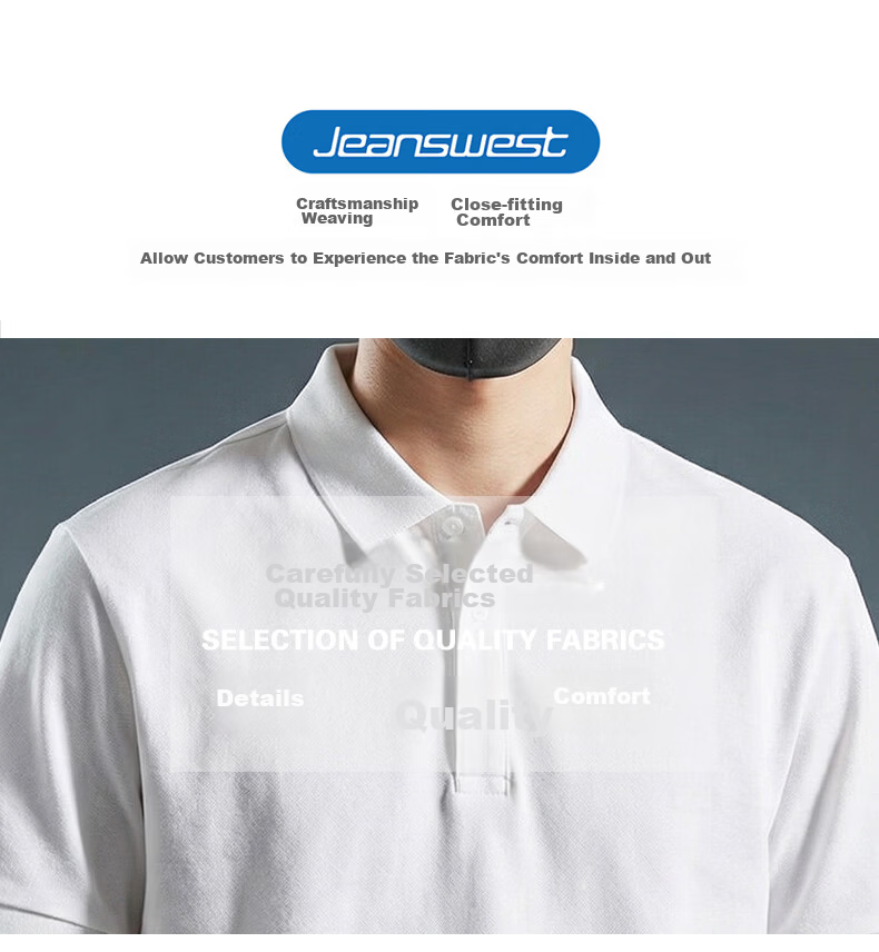 Jeanswest Men's Short Sleeve Polo Shirt 2026 Summer Mint Cool Casual T-Shirt Base Layer Men's Light Gray 3XL 5