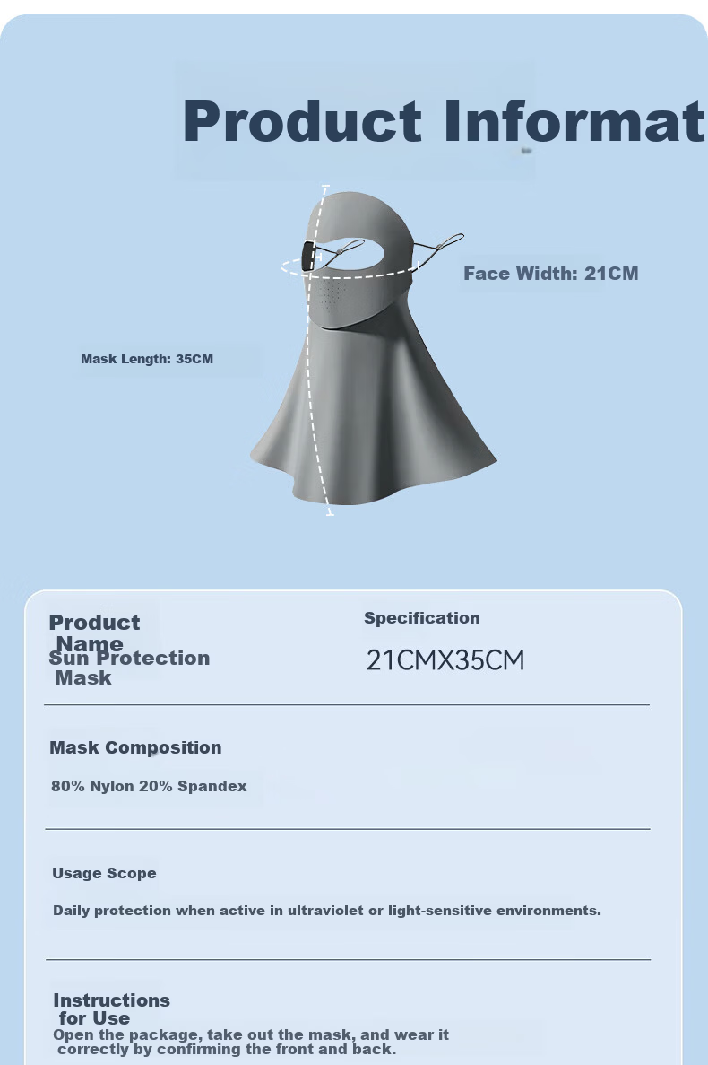 FitonTon Summer Integrated Sun Protection Face and Neck Mask UV Protection Ice Silk Face Bikini 7