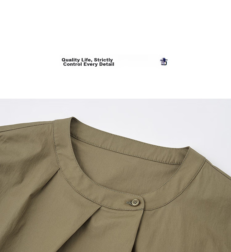 Demana [Cloud Share 100 Cotton] Summer Commuter Round Neck Waterdrop Asymmetric Button Loose Slimming Shirt for Women Premium Feel 11