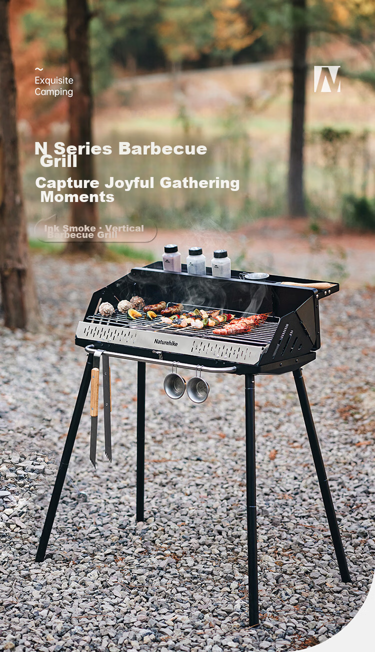 Naturehike Portable Foldable Vertical Charcoal BBQ Grill Outdoor Camping Barbecue Rack for 5-10 People 1