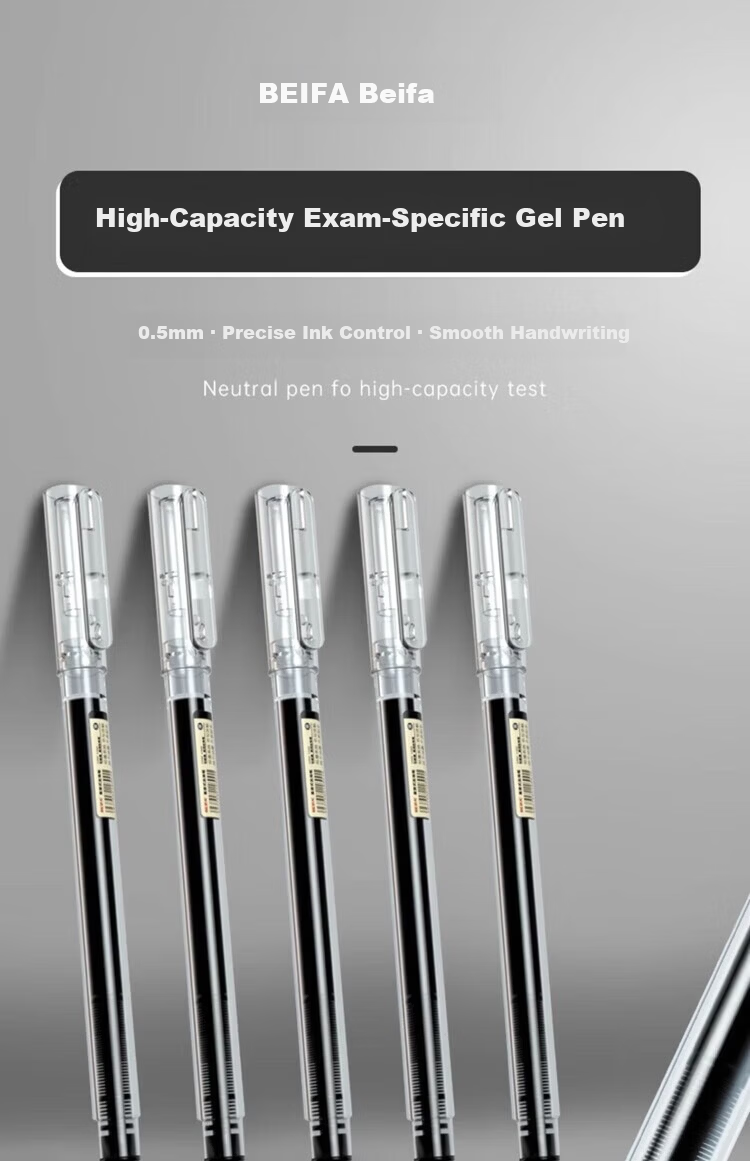 BEIFA 0.5mm Quick-Dry Needle Tip Gel Pen, Direct Ink Rollerball Pen, Exam Practice Pen, Business Office Signature Pen, 10 Black + 2 Red【Back to School Essential】 1
