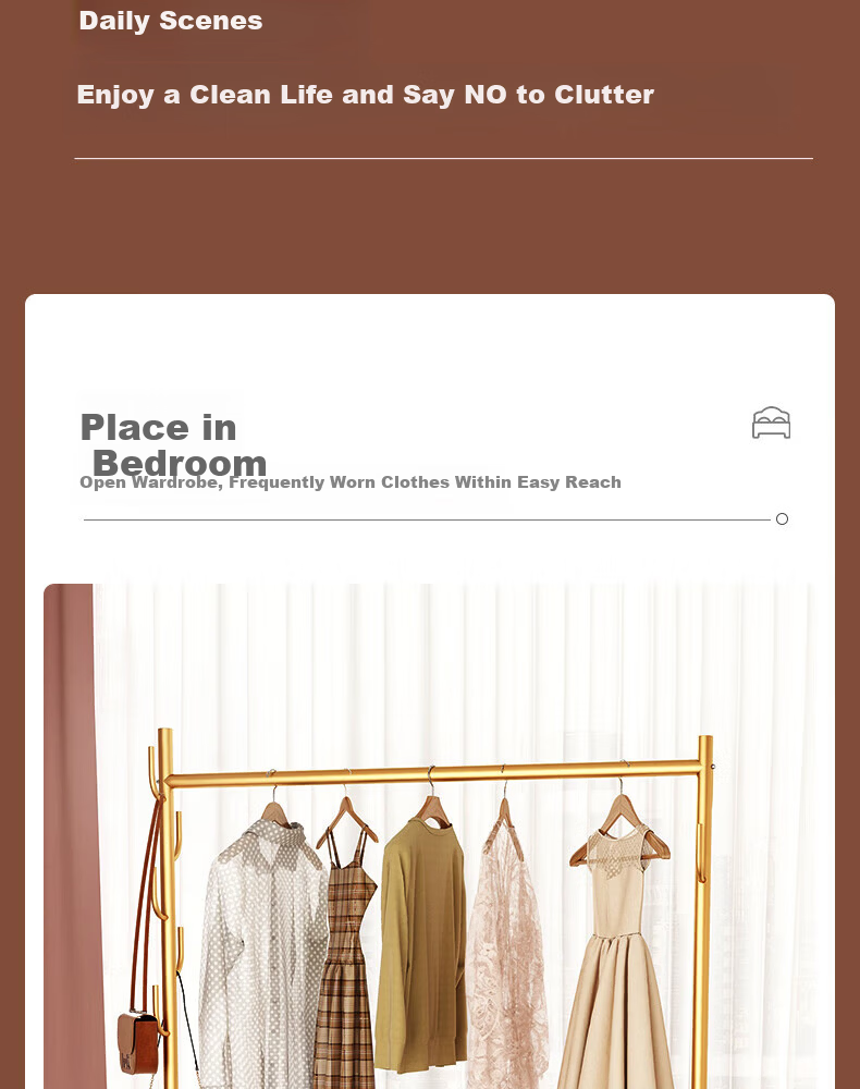 Muhan Yue Floor-Standing Clothes Drying Rack Mobile Home Bedroom Balcony Garment Rack Indoor Simple Rod Coat Hanger 12
