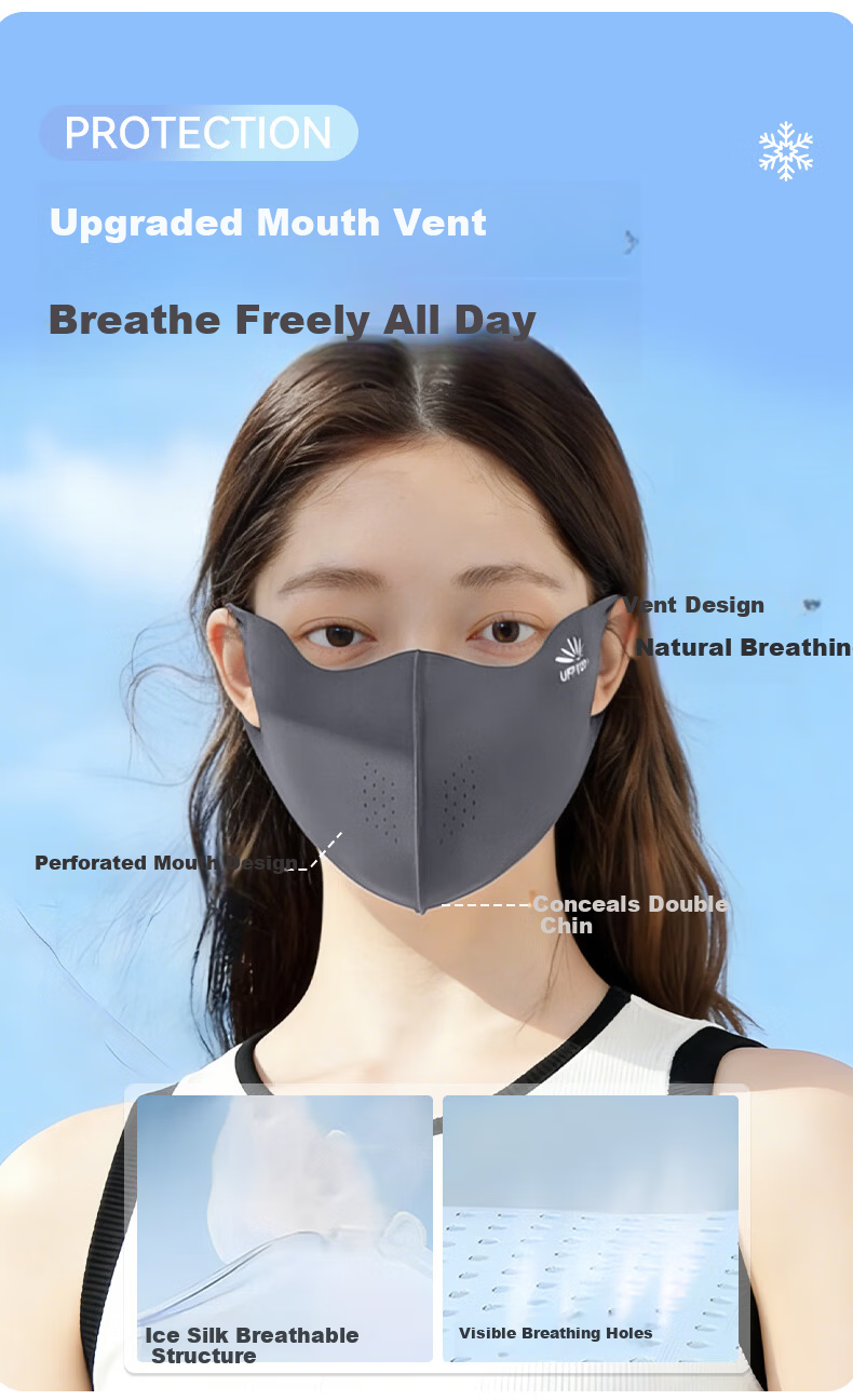 FitonTon UPF100+ Sunscreen Face Mask Ice Silk Outdoor Cycling Sun Protection UV Protection Seamless Women's Summer 3-Pack 4