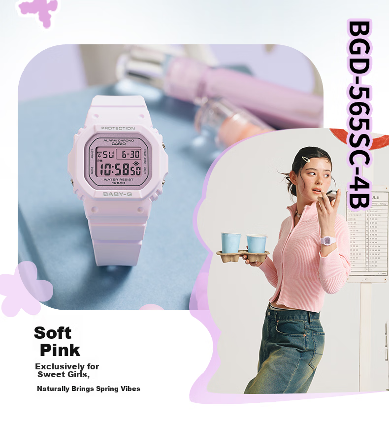 Casio Women's Watch, BABY-G Square Digital Sports Smart Watch, Japanese/Korean Style, Gift for Girlfriend, BGD-565SC 5