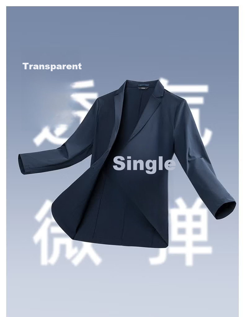 SHANSHAN High-End Sun-Protective Blazer for Men Cool Feeling Mid-Young Lapel Formal Casual Thin Jacket for Dad Father's Day 5