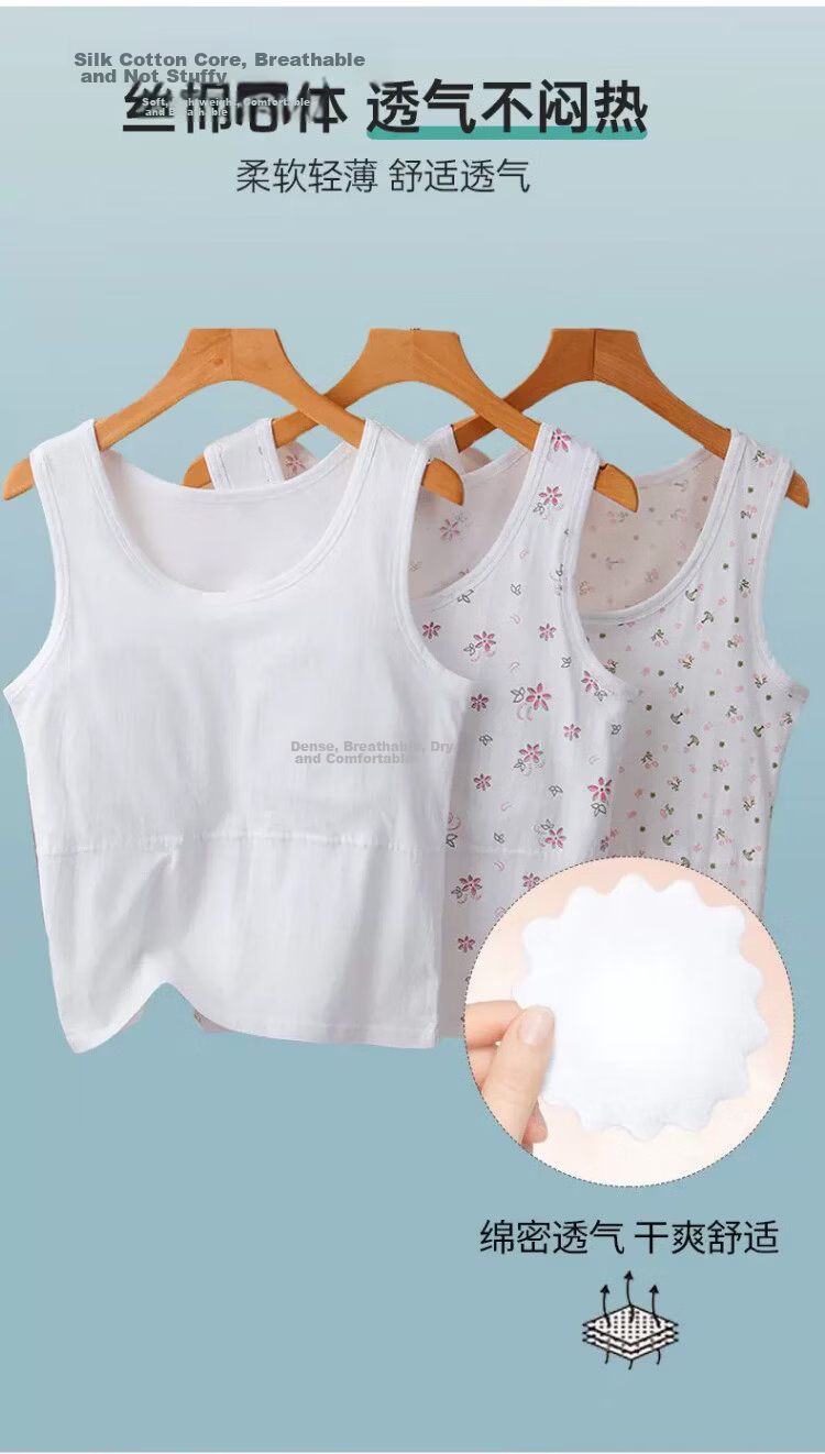 Langsha Elderly Women's Cotton Vest with Chest Pad, Plus Size Summer Thin Undershirt for Middle-aged and Senior Women 6