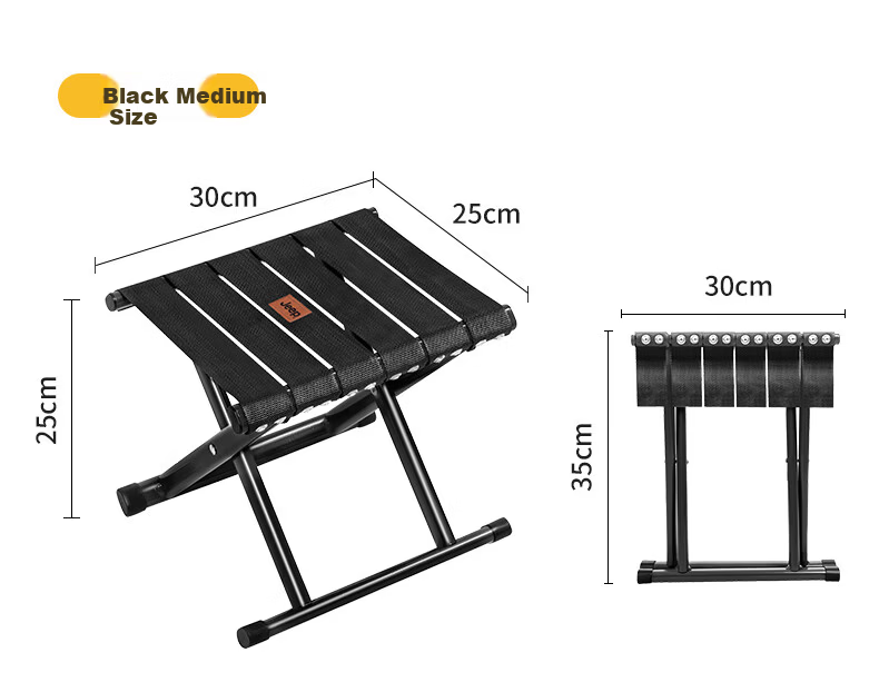 JEEP Folding Stool Portable Outdoor Chair Home Folding Bench Leisure Seat Queue Helper Medium Size Army Green 17