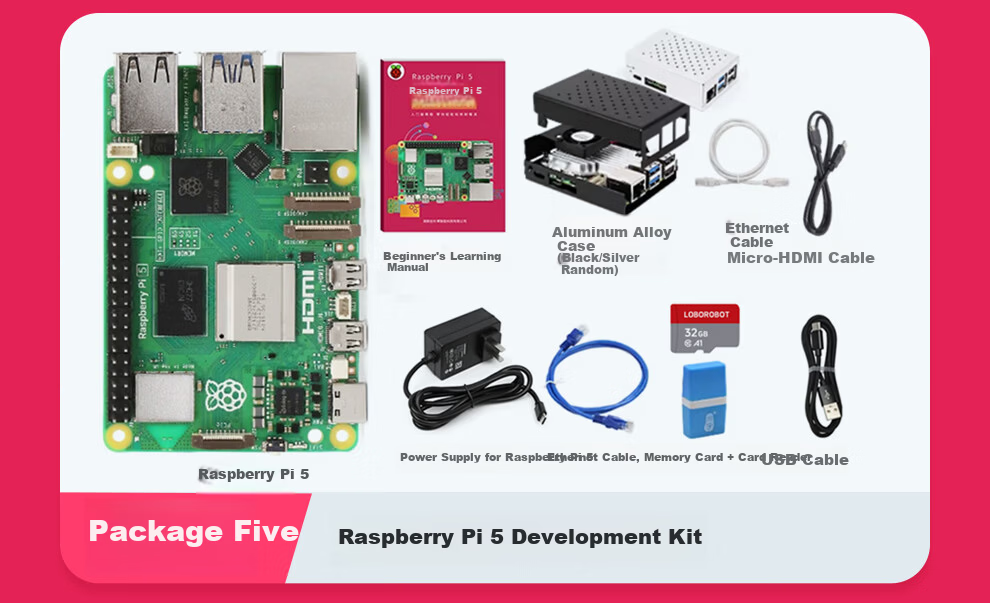 Raspberry Pi 5 Official Original Development Board 5th Generation Mainboard LINUX Kit Computer AI Programming 4GB Mainboard Starter Kit (8GB) 10
