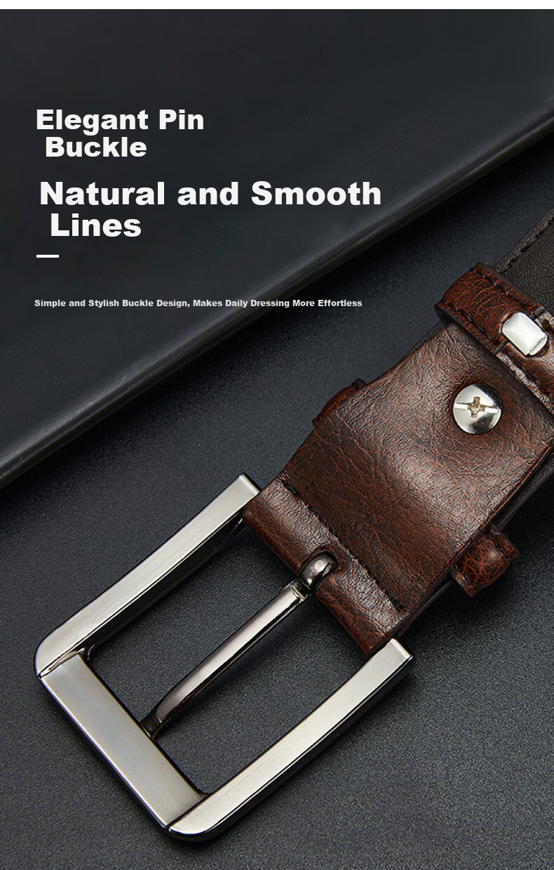 CARTELO Men's Genuine Leather Casual Versatile Pin Buckle Belt Valentine's Day Birthday Gift for Boyfriend Husband Dad 2
