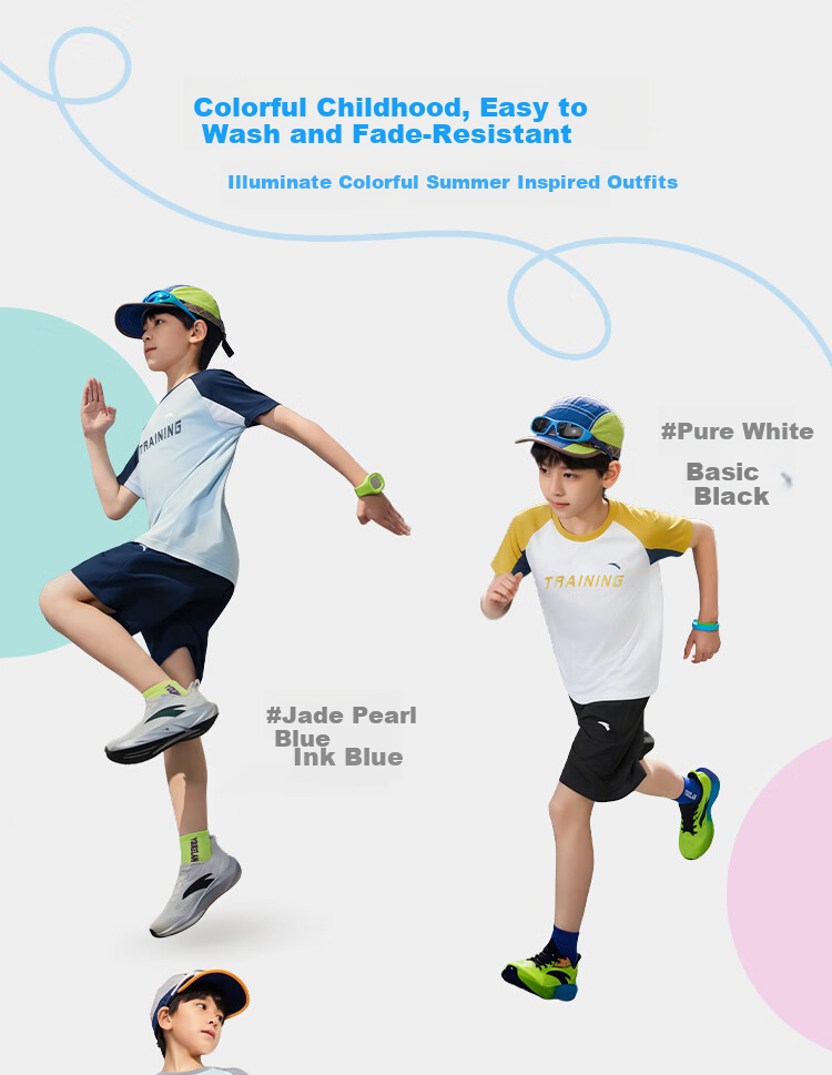 Anta Kids Sports Quick-Dry Set 2026 Summer Short Sleeve and Shorts Moisture-Wicking Breathable Comfortable A72625712 10