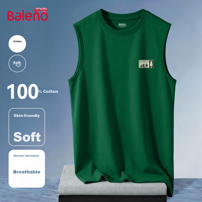 Baleno Heavyweight Pure Cotton Vest Men 2026 Summer New Moisture-Wicking Breathable Refreshing Sleeveless T-Shirt Men's Sports Tank Top 25