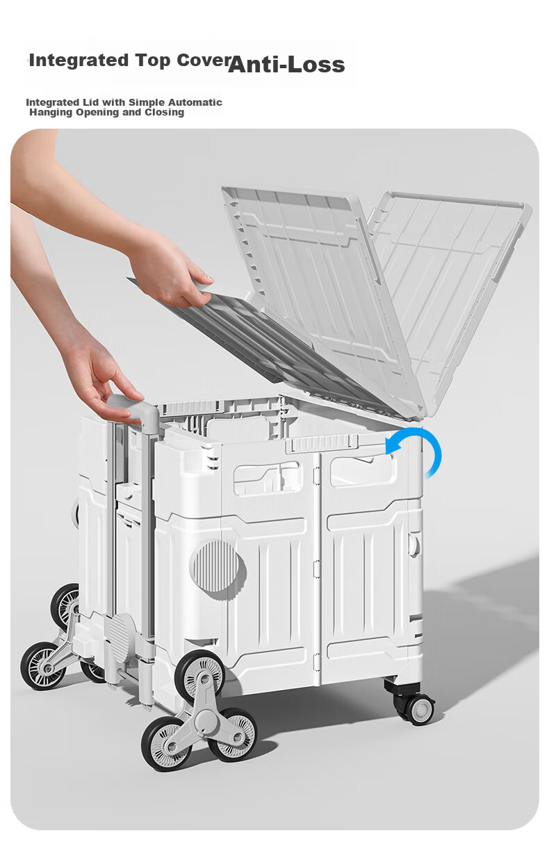 Younai Foldable Grocery Cart Outdoor Camping Delivery Trolley Nordic Gray Large 8-Wheel Stair Climbing Cart 4