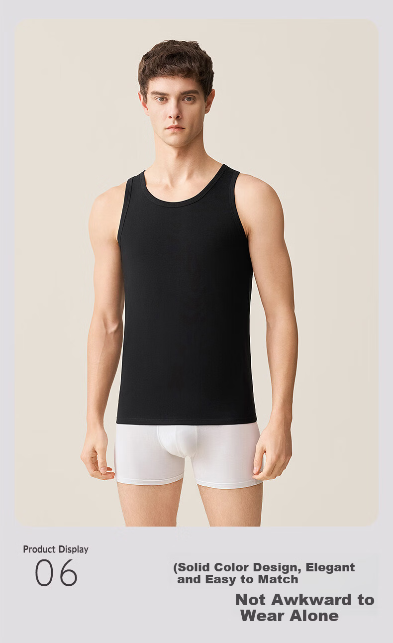 Me feeling Men's Cotton Vest Seamless Racerback Sleeveless Thin Pure Cotton White Innerwear Spring Summer Base Shirt 8