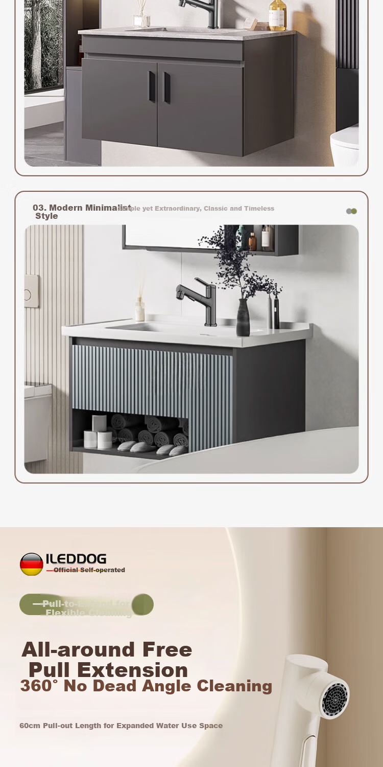 ILeddog [Germany] All-Copper Body Pull-Out Basin Faucet for Washbasin, Bathroom Universal Swivel Faucet MPCL 7