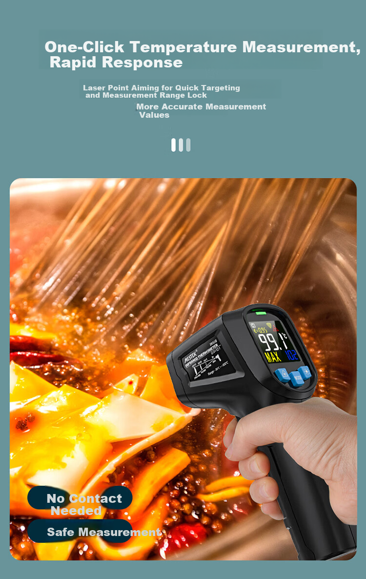 MESTEK Industrial Infrared Thermometer IR03A for Refrigerator and Oven Digital Baking Temperature Gun 7