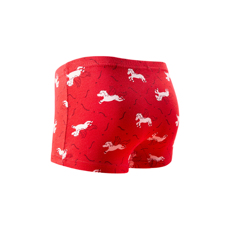 Balabala Kids Girls Antibacterial Breathable Cotton Boxer Briefs 3-Pack Red New Year Edition