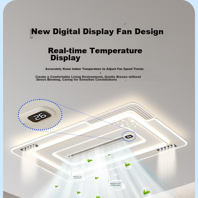 Great Wall LED Bladeless Fan Light Minimalist Ceiling Lamp Integrated Fan for Living Room Bedroom Zhongshan Lighting 2026 Model 7