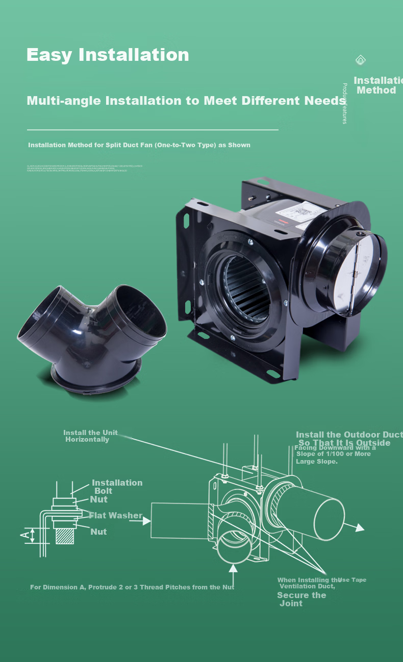 Nedfon DPT10-11 Dual Outlet Exhaust Fan Bathroom Hotel Duct Ventilation Split Ventilator Extractor Fan 3