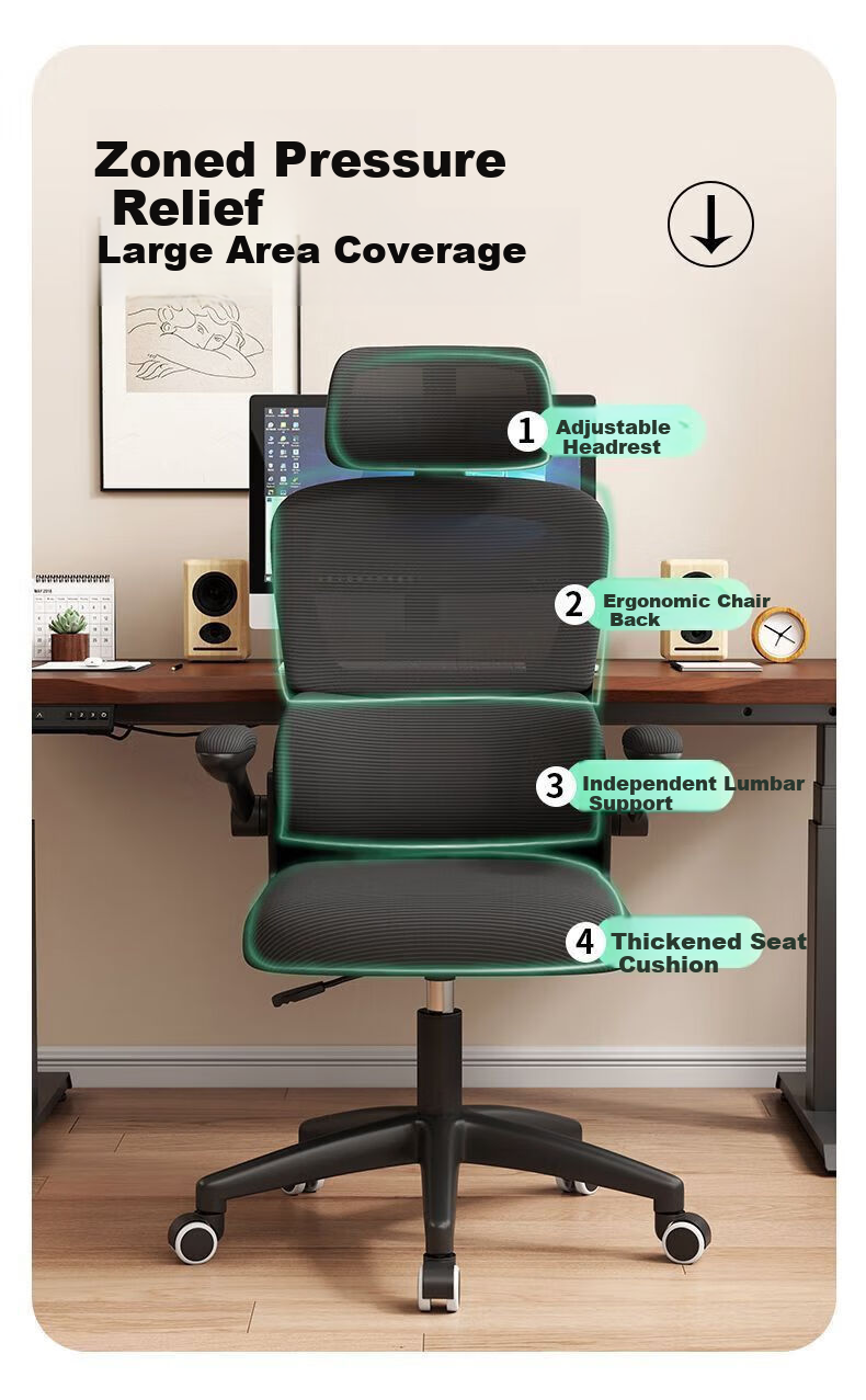 SGMW Ergonomic Chair Home Computer Chair Comfortable Long Sitting Student Study Chair Dormitory Gaming Office Chair with Backrest 5
