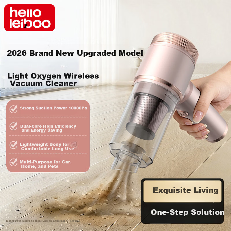 HELLOLEIBOO Car Vacuum Cleaner Wireless Handheld Rechargeable Dual-Use High-Power Strong Suction 2026 New Model