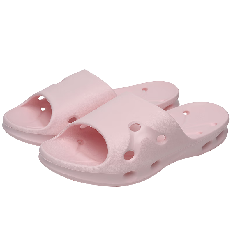Huameijianbu Japanese-Style Slippers, Side Water Leakage, Hollow Thick Sole, Soft High Elasticity, Couple Bathroom Perforated Slippers, Women HM8089 Pink, Size 40-41