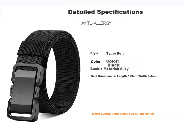 Half-Cigarette Canvas Belt for Men 2026 New Quick-Release Interlocking Buckle Woven Elastic Automatic Buckle Military Training Trendy Pants Belt 7