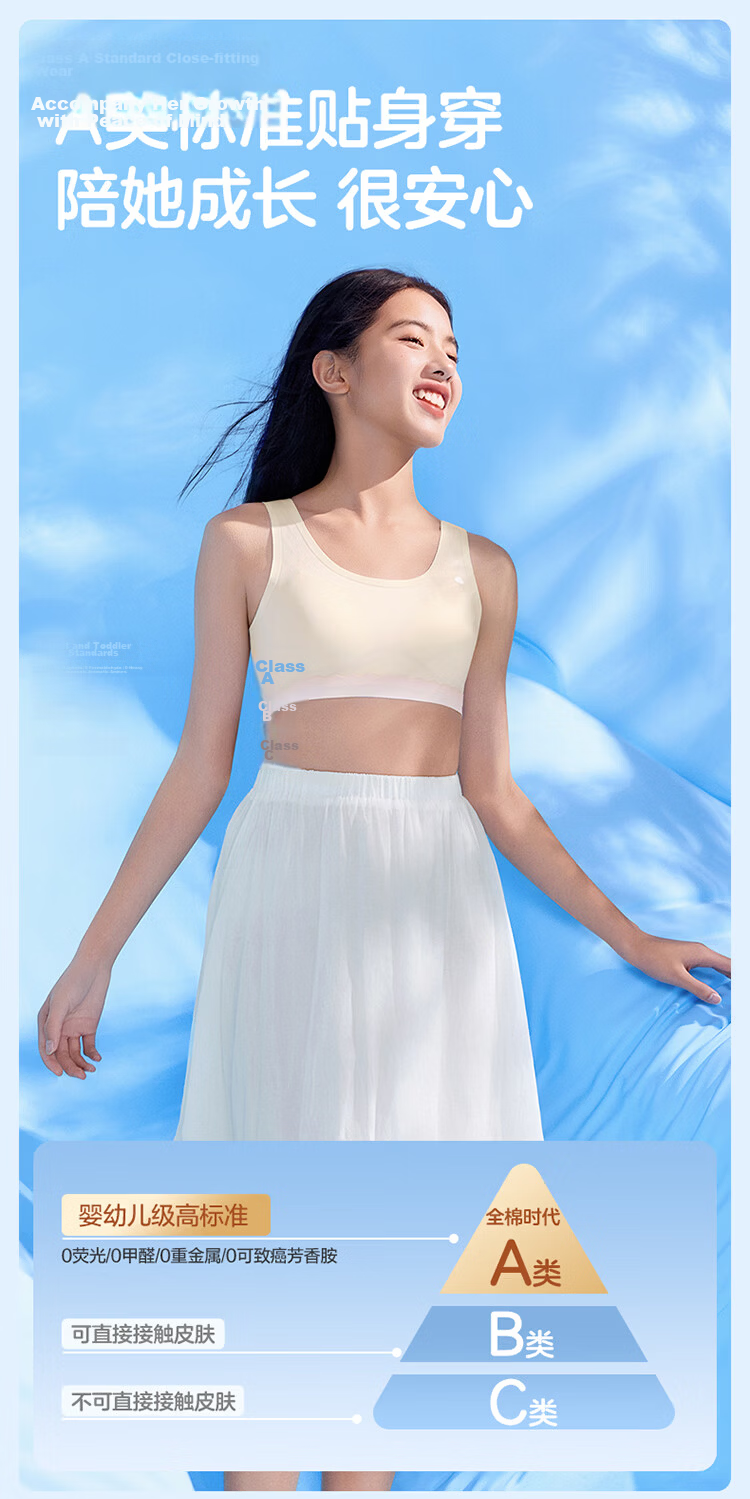 PurCotton Ultra-Thin Cotton Bra for Teenage Girls, Light Breathable Cotton Underwear for Middle School Students Aged 12-16, Self-Operated Second And Third Stage 11