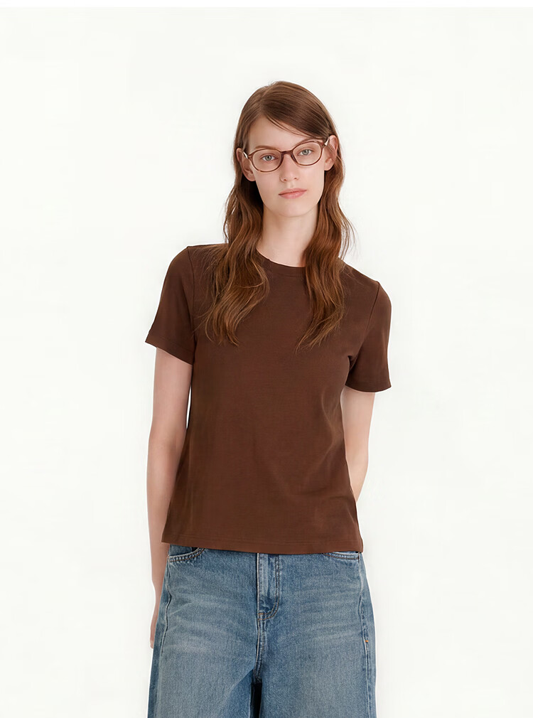 Semir Mall Style | Women's Summer Short Sleeve T-Shirt Solid Color Crew Neck Regular Shoulder Top 2026 Versatile Shirt 101926100001 44