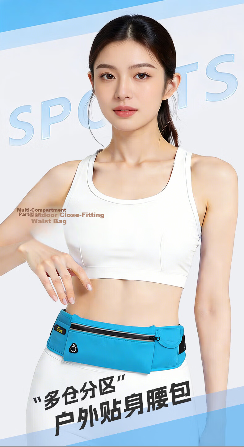 Tuban Waist Bag Running Sports Phone Holder Unisex Construction Marathon Fitness Gear Water Blue 1