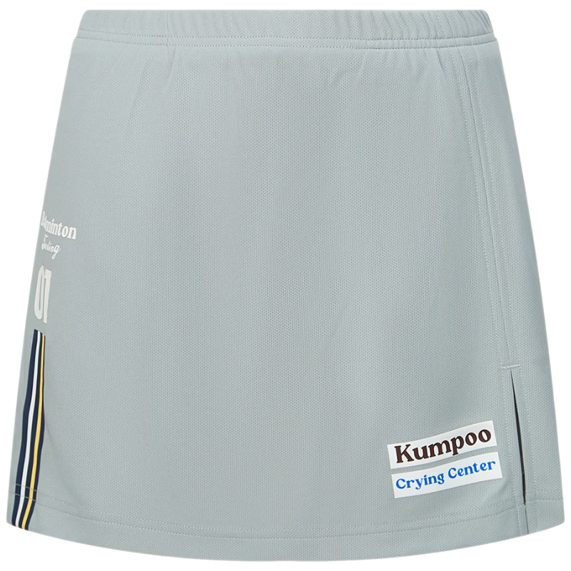 KUMPOO Badminton Dress Short Skirt for Women, Slimming Scream Center Collaboration Style Half Skirt ACQ261601-Gray L
