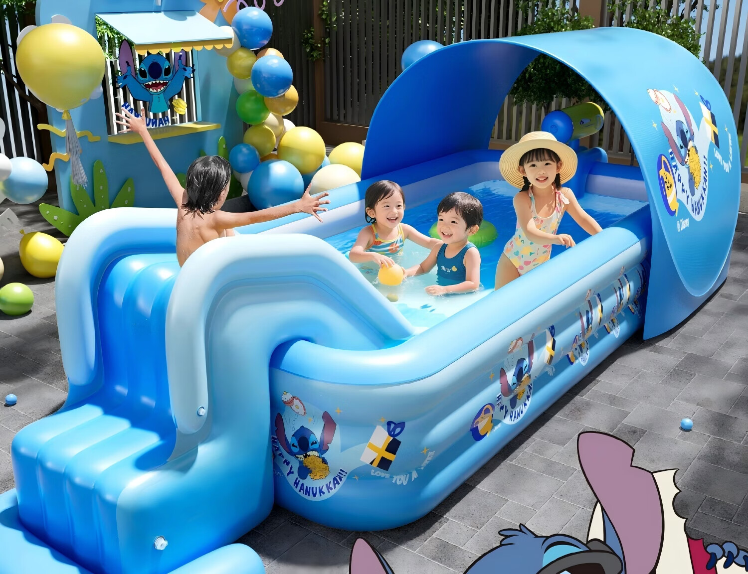 Kawashima Bear Children's Swimming Pool Baby Indoor Outdoor Home Electric Inflatable Stitch Peripheral Toy Bath Water Play Pool 3