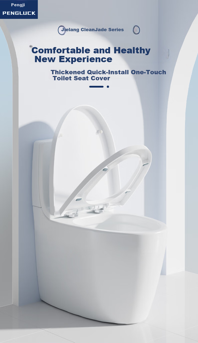 PENGLUCK PENGLUCK Toilet Seat V-Shaped Universal Thick Solid Cover Plate, PP Material, Household Anti-Break Toilet Ring, Slow-Close 1